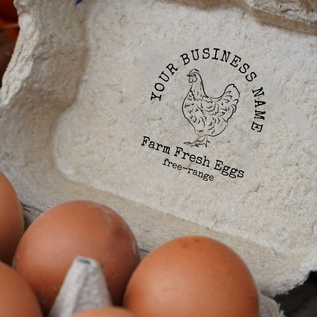 Tampons Encreurs Agritourisme Poulet Agritourisme OEufs Frais Timbr (Rustic farm fresh egg carton stamp with your custom business name)