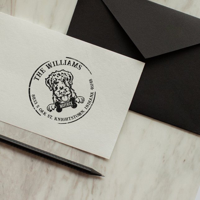 Tampons Encreurs Airdale Terrier Adresse de retour personnalisée (Créateur téléchargé)