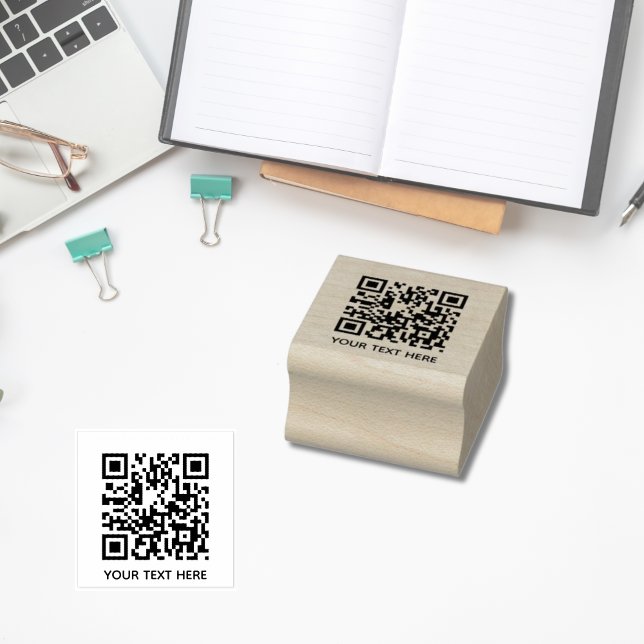 Tampons Encreurs Ajoutez votre propre code QR texte Scan Minimal Si (Add your own QR Code text Scan Minimal Simple Rubber Stamp
)