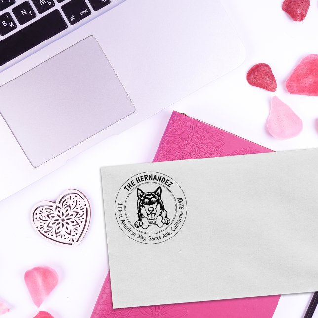 Tampons Encreurs Alaskan Malamute Dog Adresse de retour (Créateur téléchargé)