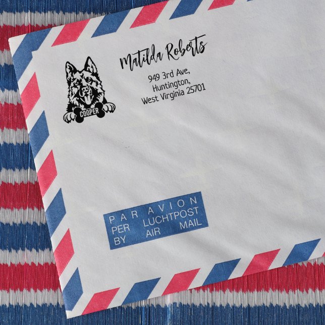 Tampons Encreurs Allemand Shepherd Adresse de retour, race de chien (Créateur téléchargé)