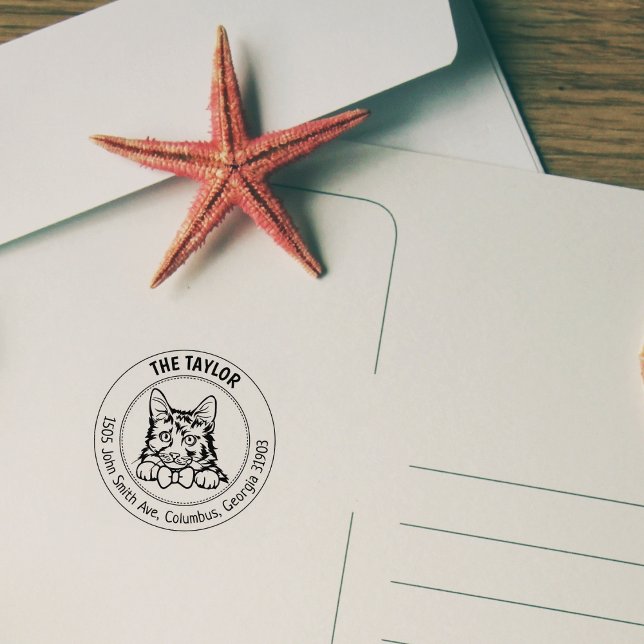 Tampons Encreurs American Bobtail Cat Adresse de retour (Créateur téléchargé)