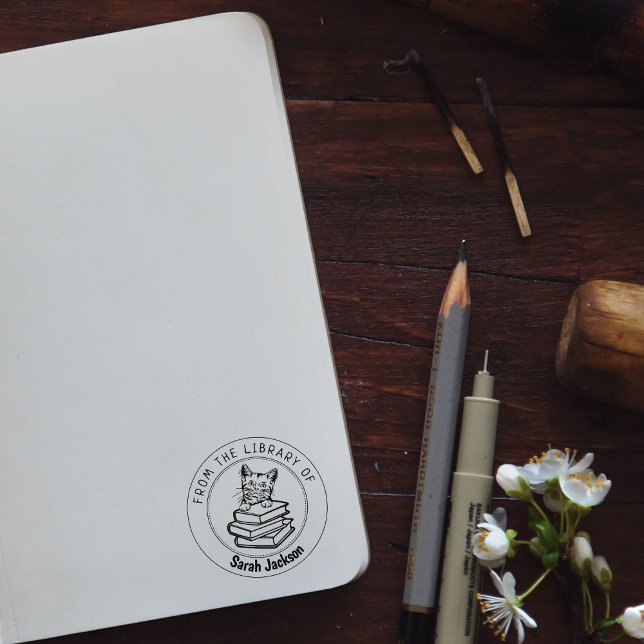 Tampons Encreurs American Short hair Chat, Livre de la Bibliothèque (Créateur téléchargé)