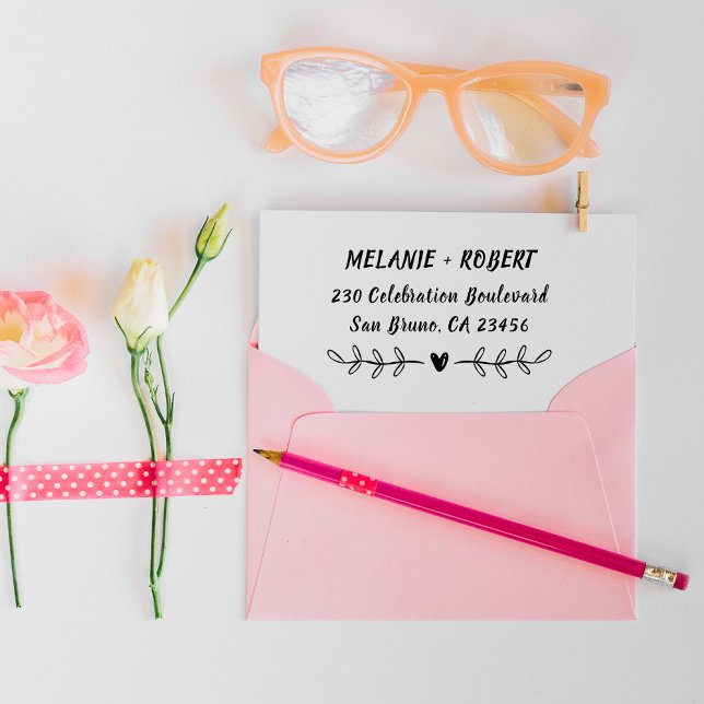 Tampons Encreurs Amour du pays | Nom de mariage personnalisé Adress (Créateur téléchargé)