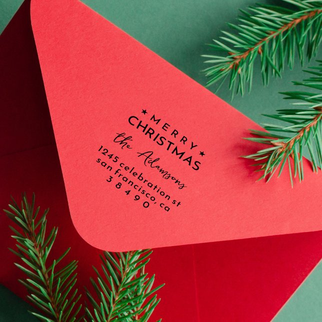 Tampons Encreurs Amusants Moderne Joyeux Noël Famille Retour Adress (Créateur téléchargé)