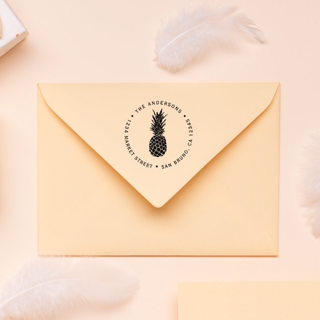 Tampons Encreurs Ananas moderne personnalisé | Adresse de retour ar (Créateur téléchargé)