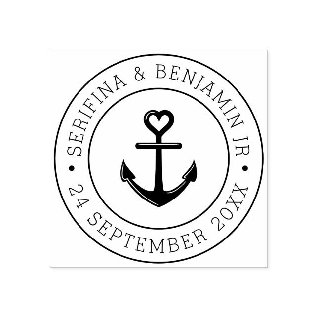Tampons Encreurs Ancre nautique Romantique Mariage nautique ronde (Impression)