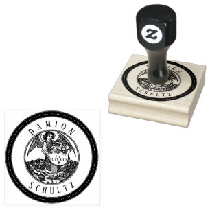 Tampons Encreurs Angel Vintage Scroll Ex Librairie Nom Timbre en ca