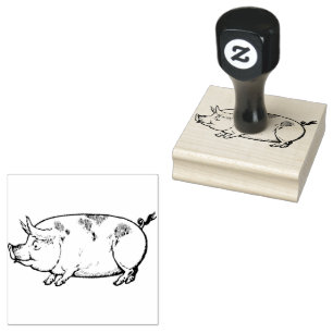 Tampons Encreurs Animaux de la ferme de porc Vintage Illustration