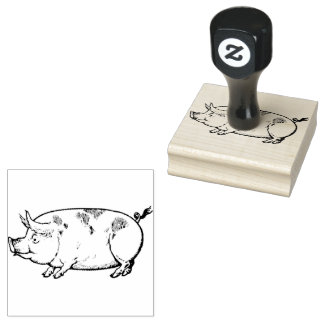 Tampons Encreurs Animaux de la ferme de porc Vintage Illustration