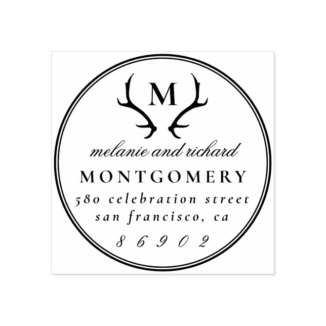 Tampons Encreurs Antlers Monogram Noms et adresse de retour des Mar (Impression)