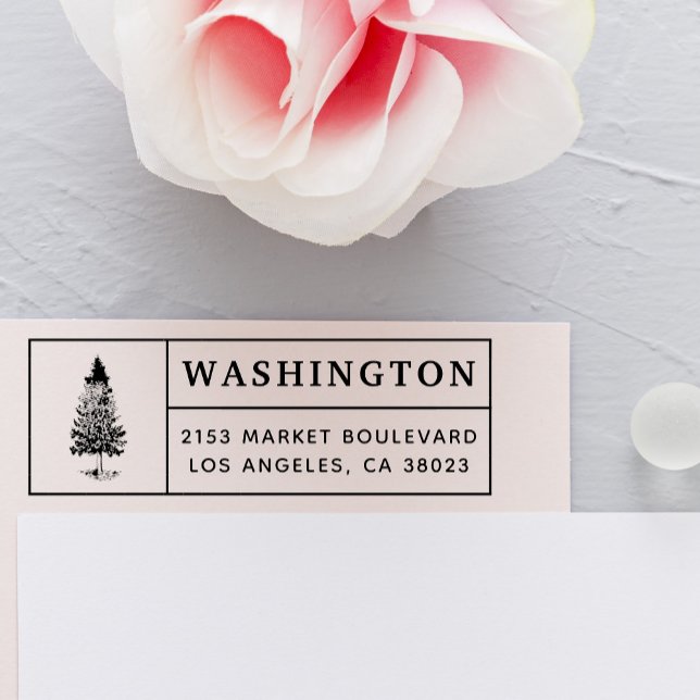 Tampons Encreurs Arbre | Adresse de retour du nom de famille person (Créateur téléchargé)