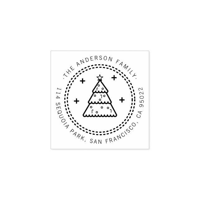 Tampons Encreurs Arbre de Noël personnalisé Nom de famille Adresse  (Impression)