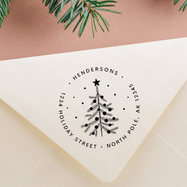 Tampons Encreurs Arbre de Noël simple Adresse de retour Timbre en c (Créateur téléchargé)