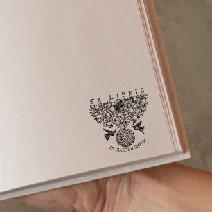 Tampons Encreurs Arbre vintage avec oiseaux, Livre Ex Libris