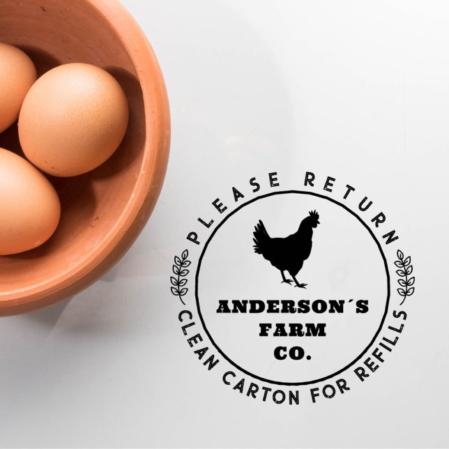 Tampons Encreurs Arrondi Botanique Rustique OEuf Retour Ferme Carto (Round Botanical Rustic Egg Return Carton Farm Rubber Stamp)