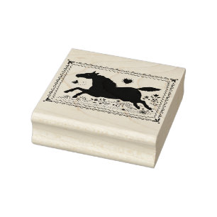 TAMPONS ENCREURS ART FOLK PRIMITIF EXÉCUTANT CHEVAL, SILHOUETTE