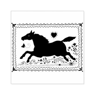 TAMPONS ENCREURS ART FOLK PRIMITIF EXÉCUTANT CHEVAL, SILHOUETTE