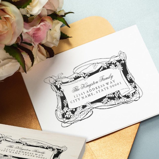 Tampons Encreurs Art nouveau Étiquette de adresse de vignes vertes (Créateur téléchargé)