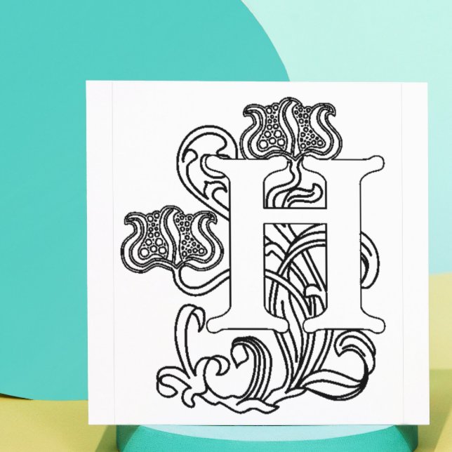 Tampons Encreurs Art Nouveau Floral H initial (Créateur téléchargé)