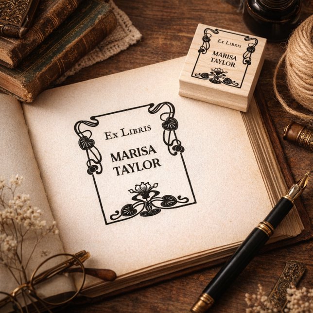 Tampons Encreurs Art nouveau lily frame ex libris (Créateur téléchargé)