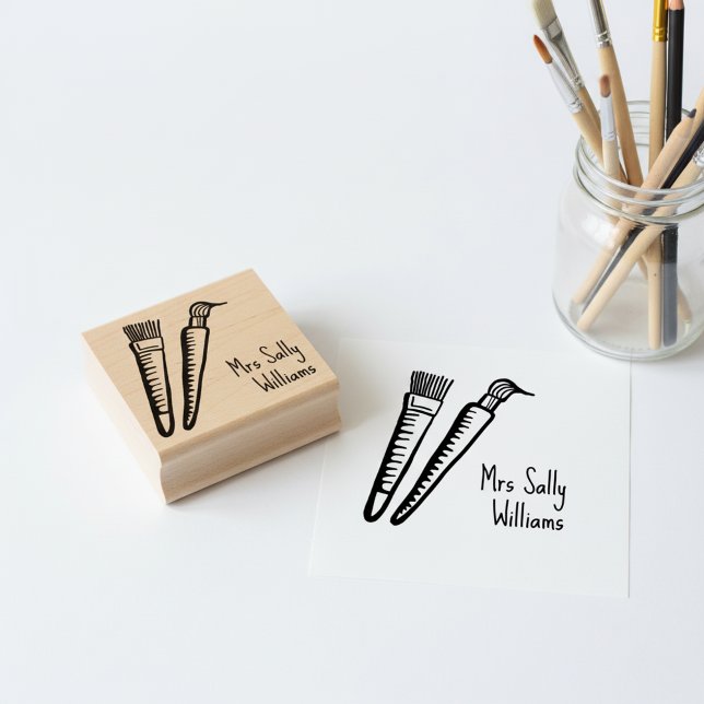 Tampons Encreurs Art Teacher Name Stamp - Square Signature Stamper (Personalized signature stamp for an art teacher. 🖌️🎨)