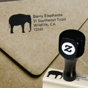 Tampons Encreurs Asian Elephant Silhouette Adresse de retour