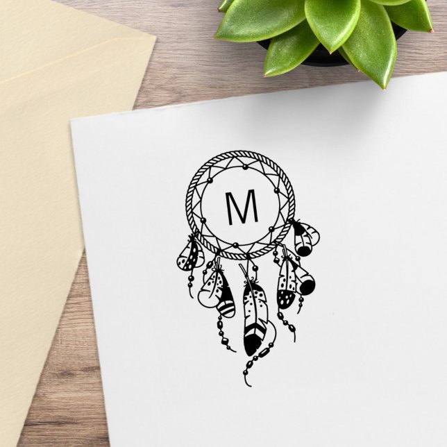 Tampons Encreurs Attrape-rêve Tribal Boho Monogramme (Créateur téléchargé)
