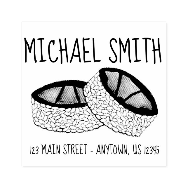 Tampons Encreurs Avocado Roll Japonais Food Sushi Adresse du produi (Impression)