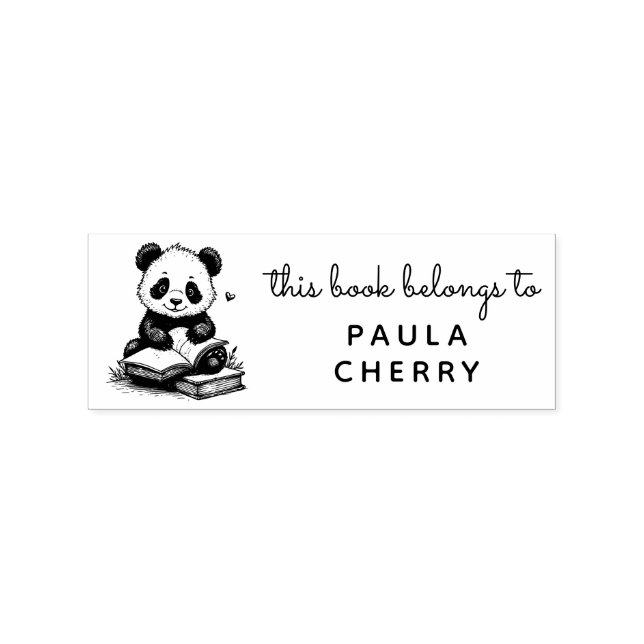 Tampons Encreurs Baby Panda Reader Ex Libris Timbre personnalisé (Impression)