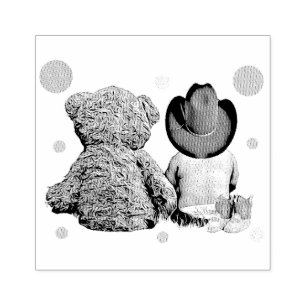 Tampons Encreurs Baby shower bébé cowboy et ours en peluche
