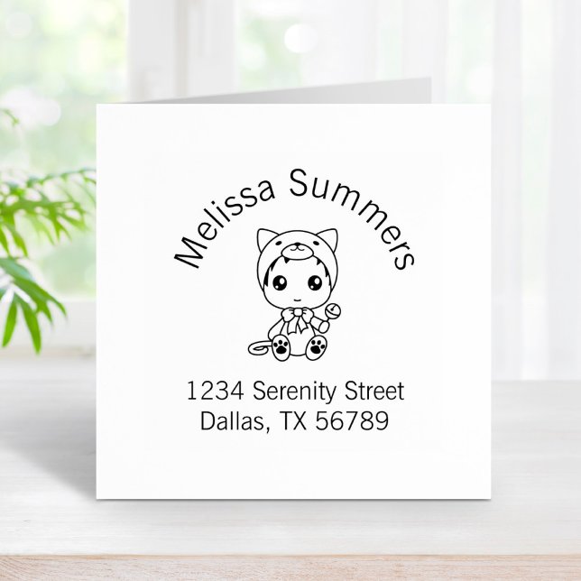 Tampons Encreurs Baby White Chat Jumpsuit Arch Adresse (Créateur téléchargé)
