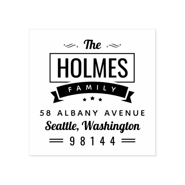 Tampons Encreurs Badge de famille Rustique moderne Adresse de retou (Impression)