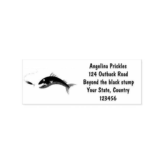 Tampons Encreurs Barracuda poisson affamé de la pêche dessin animé (Impression)