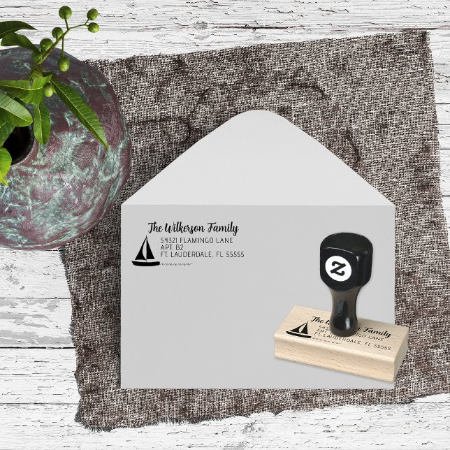 Tampons Encreurs Bateau à voile sur l'eau Nom de famille (Créateur téléchargé)