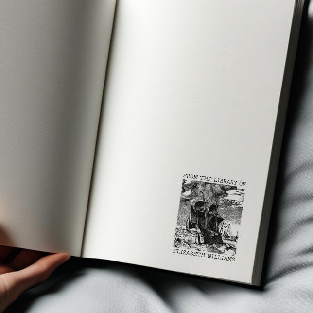 Tampons Encreurs Bateau vintage personnalisé de la bibliothèque de (Créateur téléchargé)