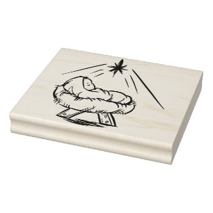 Tampons Encreurs Bébé Jésus dans une crèche motif