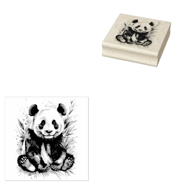 Tampons Encreurs Belle aquarelle Panda Bear (Tamponné)