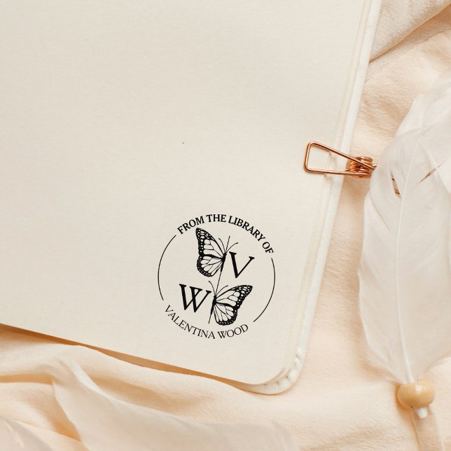 Tampons Encreurs Bibliothèque de monogramme de papillon moderne (Créateur téléchargé)