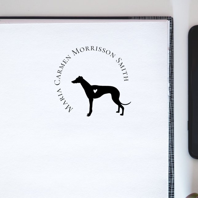Tampons Encreurs Bibliothèque de nom personnalisé Hart chien modern (Créateur téléchargé)