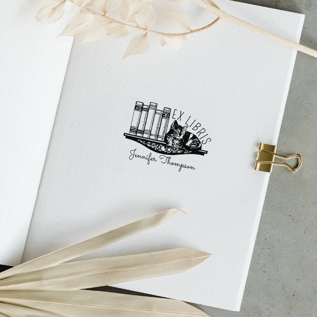 Tampons Encreurs Bibliothèque Ex Libris Chat (Créateur téléchargé)