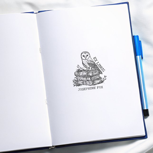 Tampons Encreurs Bibliothèque Ex vintage Chouette, Bibliothèque per (Créateur téléchargé)