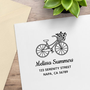 Tampons Encreurs Bicyclette avec une adresse de panier de fleur