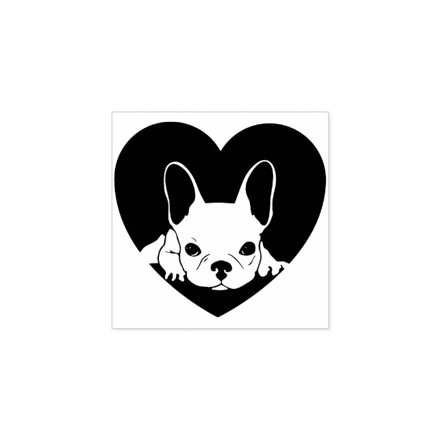 Tampons Encreurs Black Heart Simple French Bulldog (Impression)
