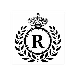Tampons Encreurs Blanc noir royal du monogramme de couronne de