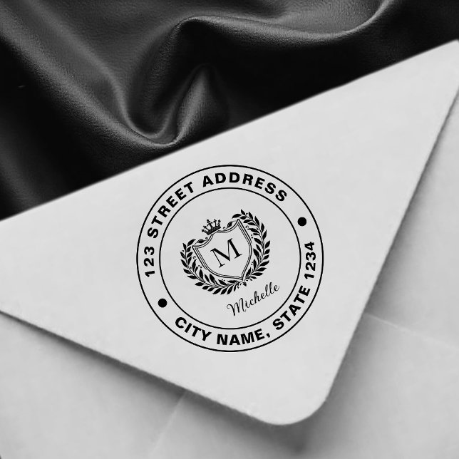 Tampons Encreurs Blason de crête royal de monogramme de nom personn (Créateur téléchargé)