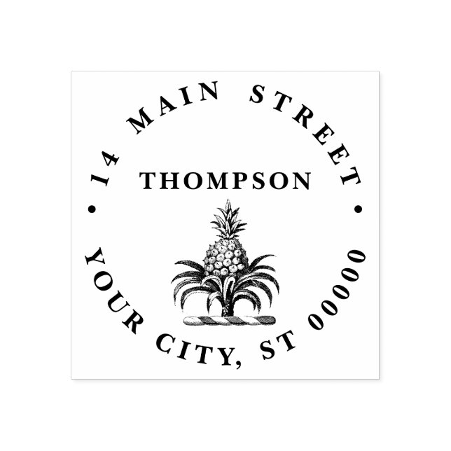 Tampons Encreurs Blason Préparatoire de Crête de Ananas Nom Adresse (Impression)