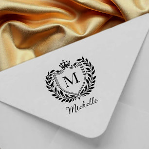 Tampons Encreurs Blason Royal de Monogramme de Nom Personnalisé Min