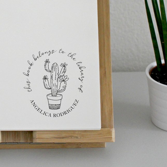 Tampons Encreurs Blooming Cactus Hand-drawn Library Book (Créateur téléchargé)