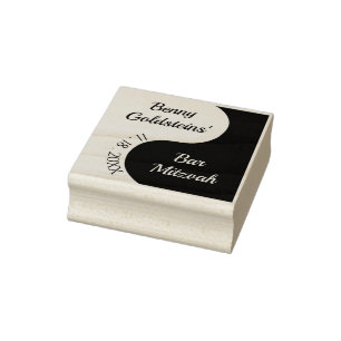 Tampons Encreurs BM Bat ou Bar Mitzvah Noir n Blanc Timbre en caout